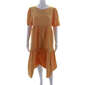 Peter Som Collective Womens Marigold Tiered Midi Dress Orange Size 8 15230892
